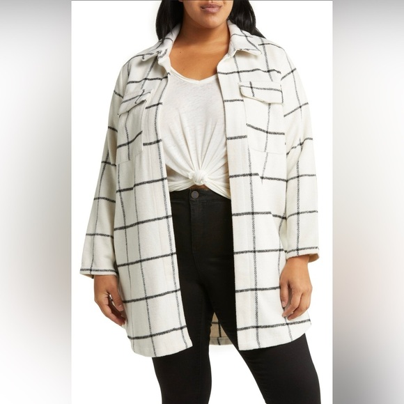MELLODAY Jackets & Blazers - Melloday plaid long line shacket size2X